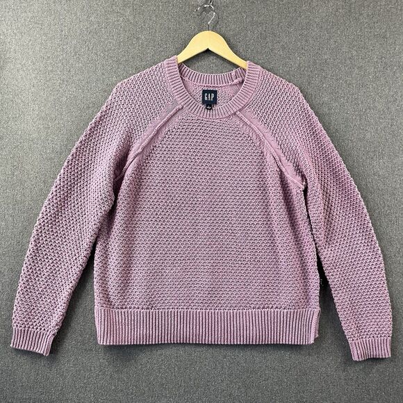 Sweaters - GAP Pink Textured Knit Sweater Soft Cotton Blend Raglan Sleeve Women’s L